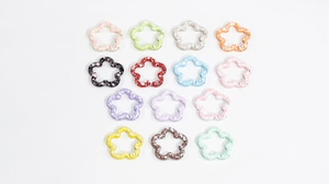 Flower-shaped alloy spring rings with vibrant painted splatter finish for DIY crafts