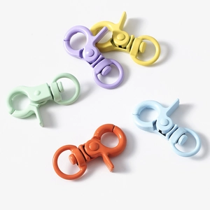 Colorful matte metal lobster clasps and rotating swivel hooks for DIY keychains