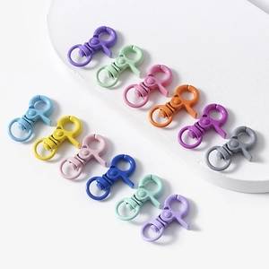 Colorful metal lobster clasps and swivel spring hooks for DIY keychain making and accessories