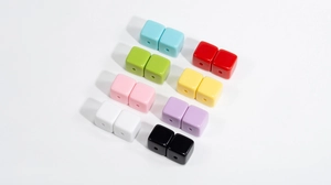 Colorful acrylic square beads for DIY jewelry making in various vibrant colors