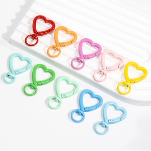 Chiusure a moschettone colorate a forma di cuore in 10 colori vivaci per portachiavi fai-da-te