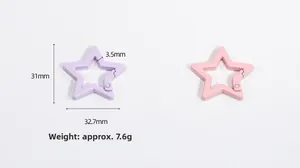 Star shaped spring snap hook for DIY keychains in pink and purple alloy finish, 31mm size