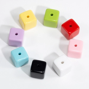 Colorful acrylic square beads set in eight vibrant colors for DIY jewelry making