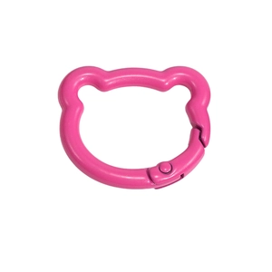 Roze beer vormige karabijnhaak van legering voor DIY sleutelhangers en accessoires