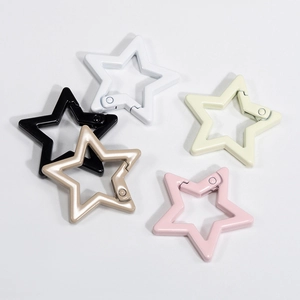 Star shaped spring ring buckles in black white and pastel colors for DIY keychains