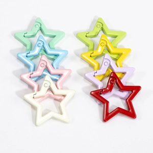 Star shaped colorful metal spring ring lobster clasps in eight vibrant assorted colors