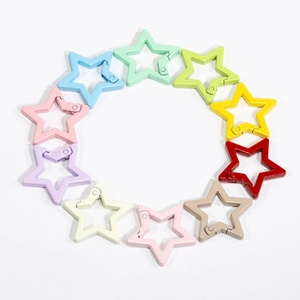 Star-shaped colorful metal spring rings for DIY keychains in ten various assorted colors