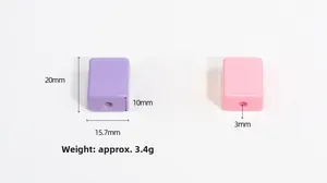 Détail de perles rectangulaires en acrylique rose et violet, 20x15,7mm pour loisirs créatifs