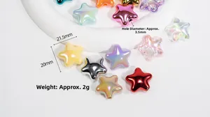Détail macro de perles étoiles irisées de 21,5 mm pour bijoux et chaînes de téléphone