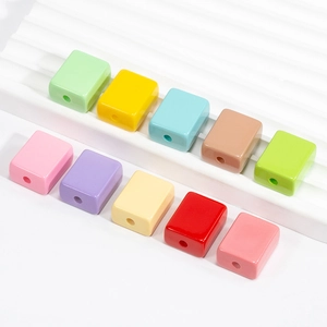 Perles Rectangulaires en Acrylique Macaron Couleur Unie Trou Droit Surface Lisse DIY Bracelet Collier Fabrication de Bijoux Accessoires d'Artisanat