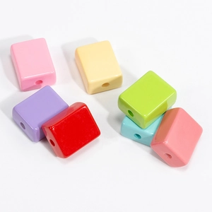 Perles rectangulaires en acrylique macaron coloré pour bijoux DIY et bracelets