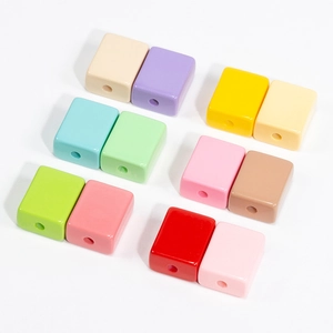 Perles rectangulaires en acrylique aux couleurs macaron pour bijoux DIY et artisanat