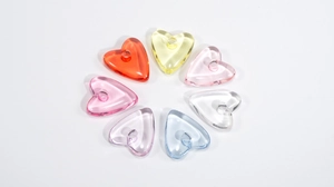 Colorful transparent acrylic heart-shaped resin beads for DIY jewelry making