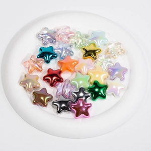 Perles en Forme d'Étoile en Acrylique à Gros Trous pour Création de Bijoux Couleurs Mixtes Électroplaquées pour Artisanat de Porte-clés