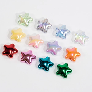 Perles en acrylique colorées en forme d'étoile avec éclat métallique pour bijoux