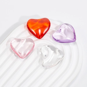 Transparent acrylic heart beads in red, pink, and purple colors for DIY jewelry making
