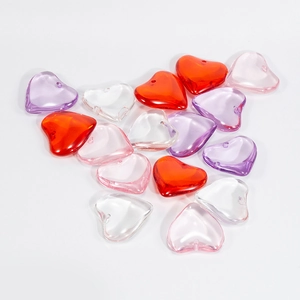 Mixed colorful acrylic heart beads with threading holes for DIY jewelry making