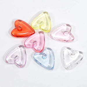 Colorful translucent acrylic heart beads for DIY jewelry making in various vibrant colors