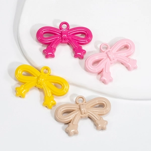 Colorful acrylic bow pendants with star charms for DIY jewelry and phone chains