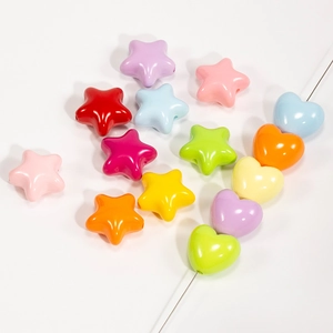 Acryl Hart Ster Kralen Voor Sieraden Maken DIY Handgemaakt Snoepkleur Glanzend Mat Decoratieve Losse Kralen Voor Kinderen