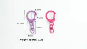 Detailansicht bunter D-Ring Drehverschlüsse in Lila und Rosa für DIY Schlüsselanhänger