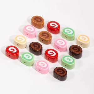 Colorful Swiss roll shaped resin beads for DIY jewelry making in assorted colors