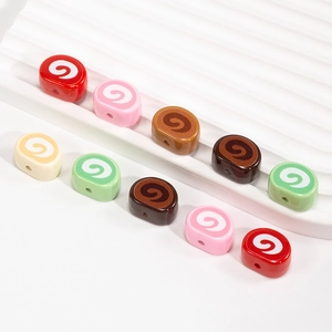 Colorful Swiss roll cake beads for DIY jewelry making and keychain accessories