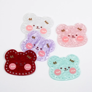 Bear Shape Acrylic DIY Pendant Base With Marble Texture Pre Drilled Holes For Handmade Crochet Bag Charms Jewelry Making