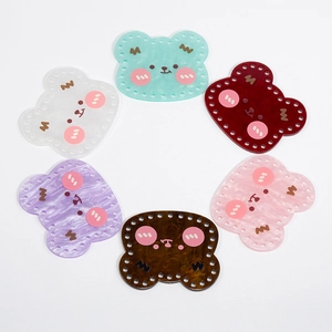 Colorful acrylic bear charms for DIY bag pendants with marble texture and sewing holes
