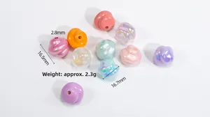 Détail de perles en résine colorées de 16mm avec dimensions et trou de 2,8mm pour DIY