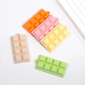 Simulation Food Chocolate Block Acrylic Pendants For Jewelry Making Keychain Decoration Cute Lacquered Snack Shape Charms Accessory
