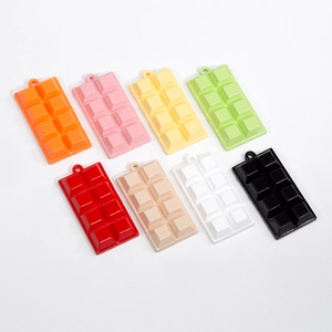 Set of 8 colorful resin chocolate block keychains for cute DIY bag charms and accessories