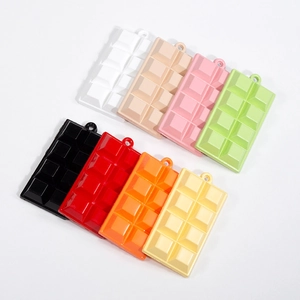 Set of eight colorful chocolate-shaped resin pendants with glossy grid texture