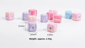 Macro detail of 14.5mm square acrylic letter beads with Passion text for DIY crafts