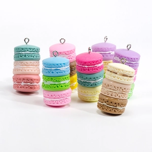 Acrylic Dopamine Macaron Stacking Pendants 3D Biscuit Shaped DIY Jewelry Making Accessories Colorful Keychain Bag Charms