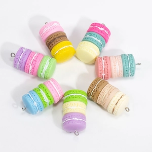 Colorful macaron resin pendants with metal rings for DIY keychains and accessories