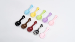 Set of 10 colorful clip-on spoons for coffee bags and snacks in various vibrant colors