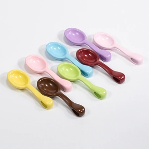 Colorful Cartoon Spoon Charm Alloy Plated Pendant For DIY Jewelry Making Keychain Mobile Phone Chain Decor Accessories
