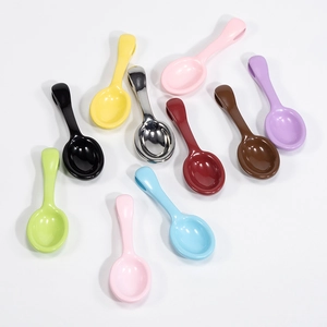 Colorful cartoon spoon pendants with clip design for DIY jewelry and phone chains