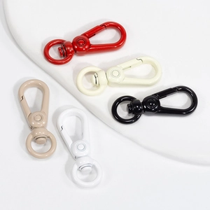 Five assorted matte lacquer round spring ring carabiners for DIY keychain accessories