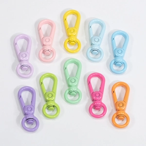 Set of 10 colorful painted alloy spring rings and swivel lobster clasps for DIY jewelry