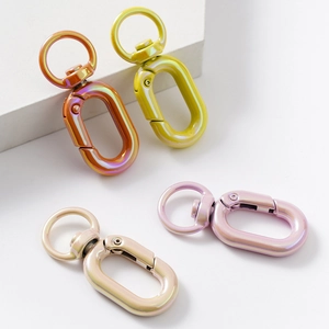 Colorful spring rings in orange, green, gold and purple for DIY keychains and bags