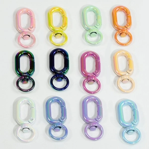 Colorful 360-degree rotating spring ring keychains in 12 vibrant candy colors