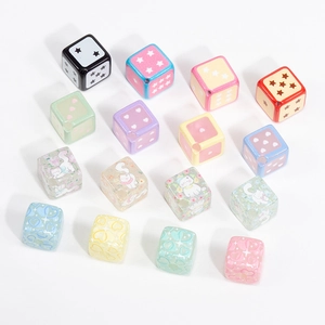 Colorful acrylic square cube beads with stars and heart patterns for DIY jewelry making