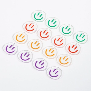 Transparent acrylic smiley face pendants for DIY jewelry and keychain making