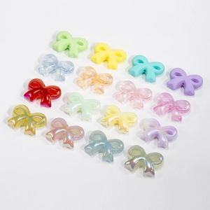 Acrylic bow beads with frosted and shimmer finishes for DIY jewelry making in 16 colors