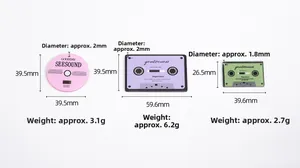 Maße und Gewichte für Retro-Musik-Anhänger aus Acryl mit Kassetten- und CD-Motiven