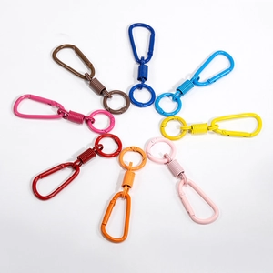 Set di 8 portachiavi a moschettone a forma di D colorati con varie finiture laccate