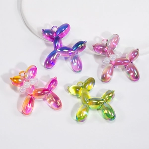 Iridescent acrylic balloon dog charms in gradient colors for DIY jewelry making