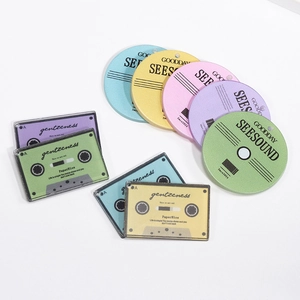 Pastellfarbene Acryl-Retro-Kassette und CD-Platten-Anhänger für DIY-Schlüsselanhänger